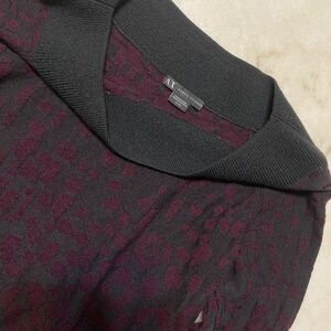 Armani Exchange Men's V-Neck Sweater in Black and Burgundy